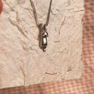 Cat hanging silver necklace